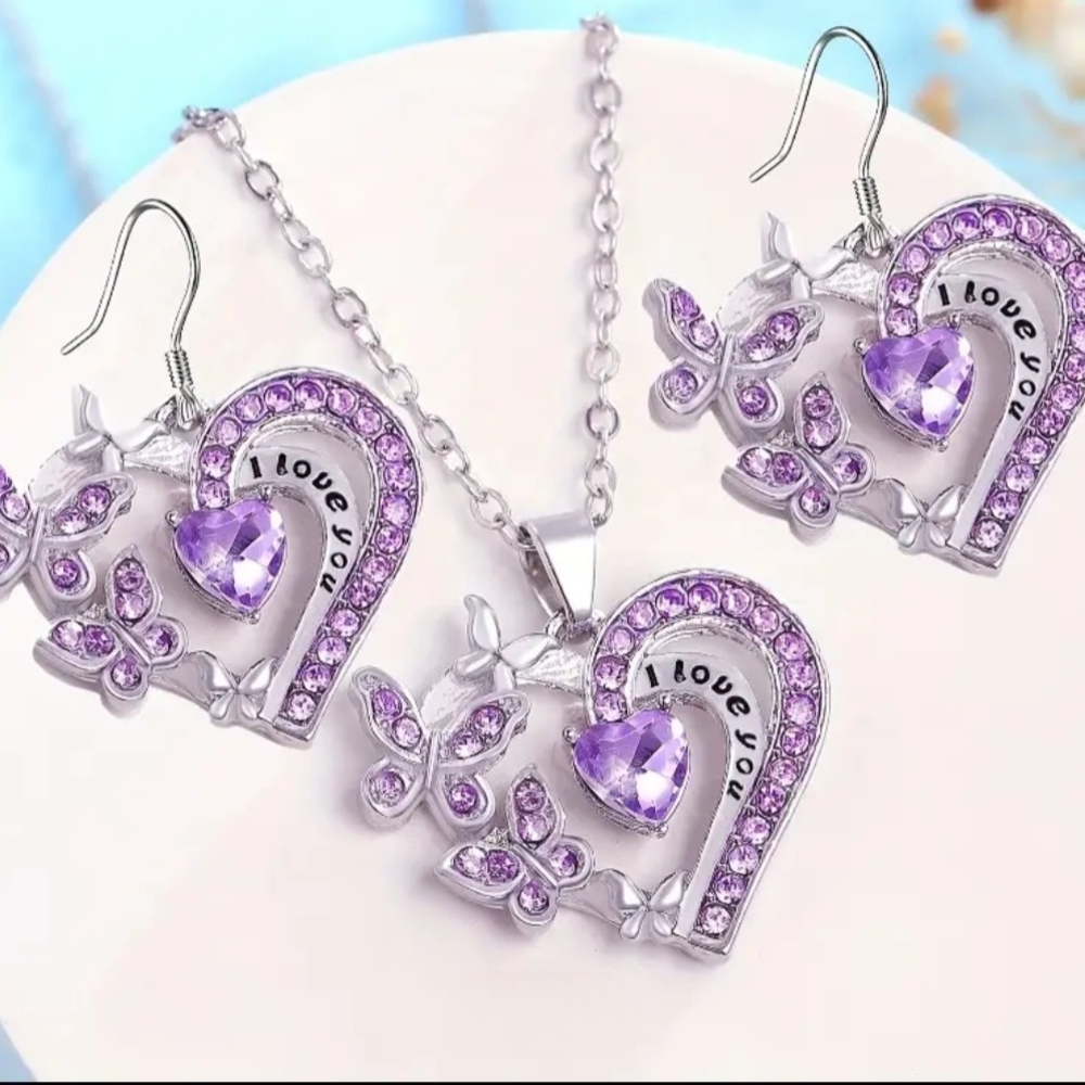 Elegant Purple Heart Jewelry Set